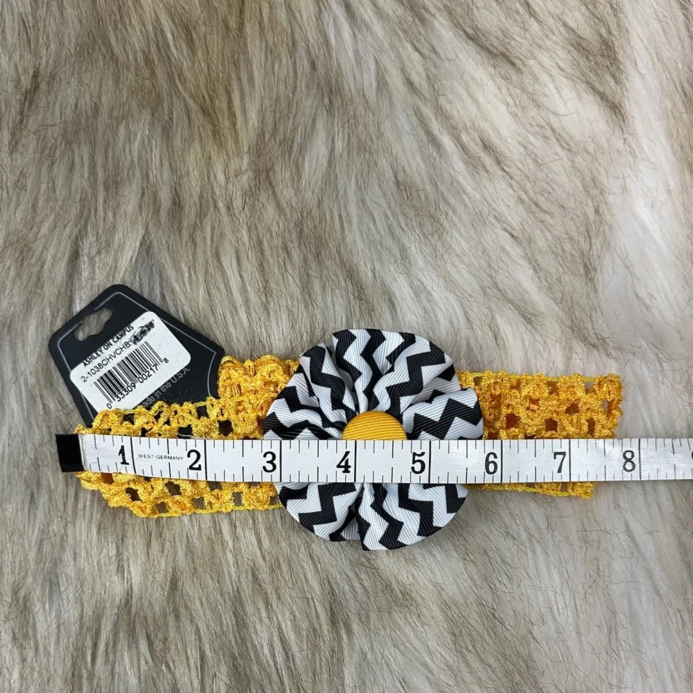 Ashley On Campus Yellow Headband with Black and White Flower